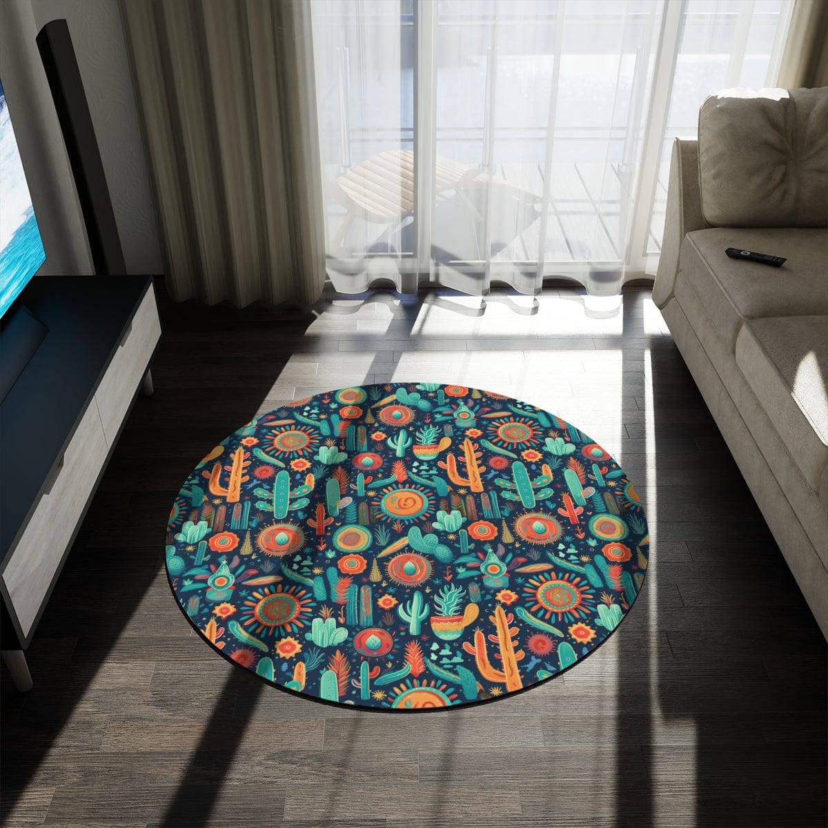 Colorful Southwestern Cactus Rug