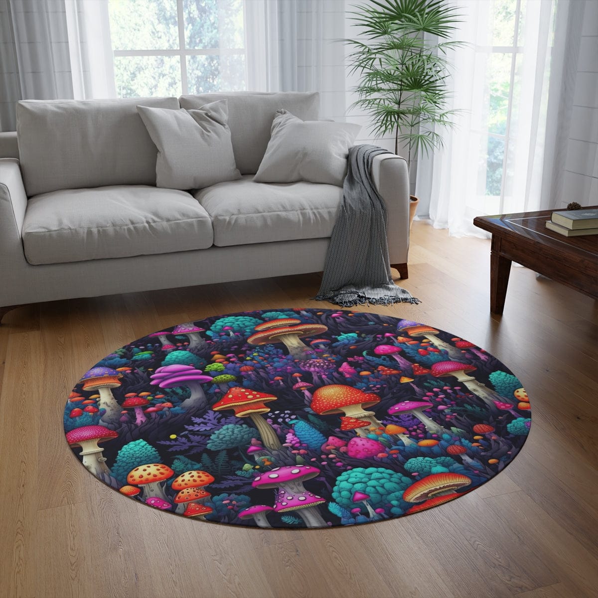 Colorful Trippy Mushroom Rug