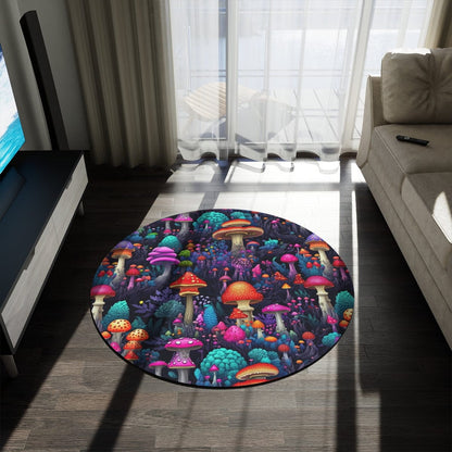 Colorful Trippy Mushroom Rug