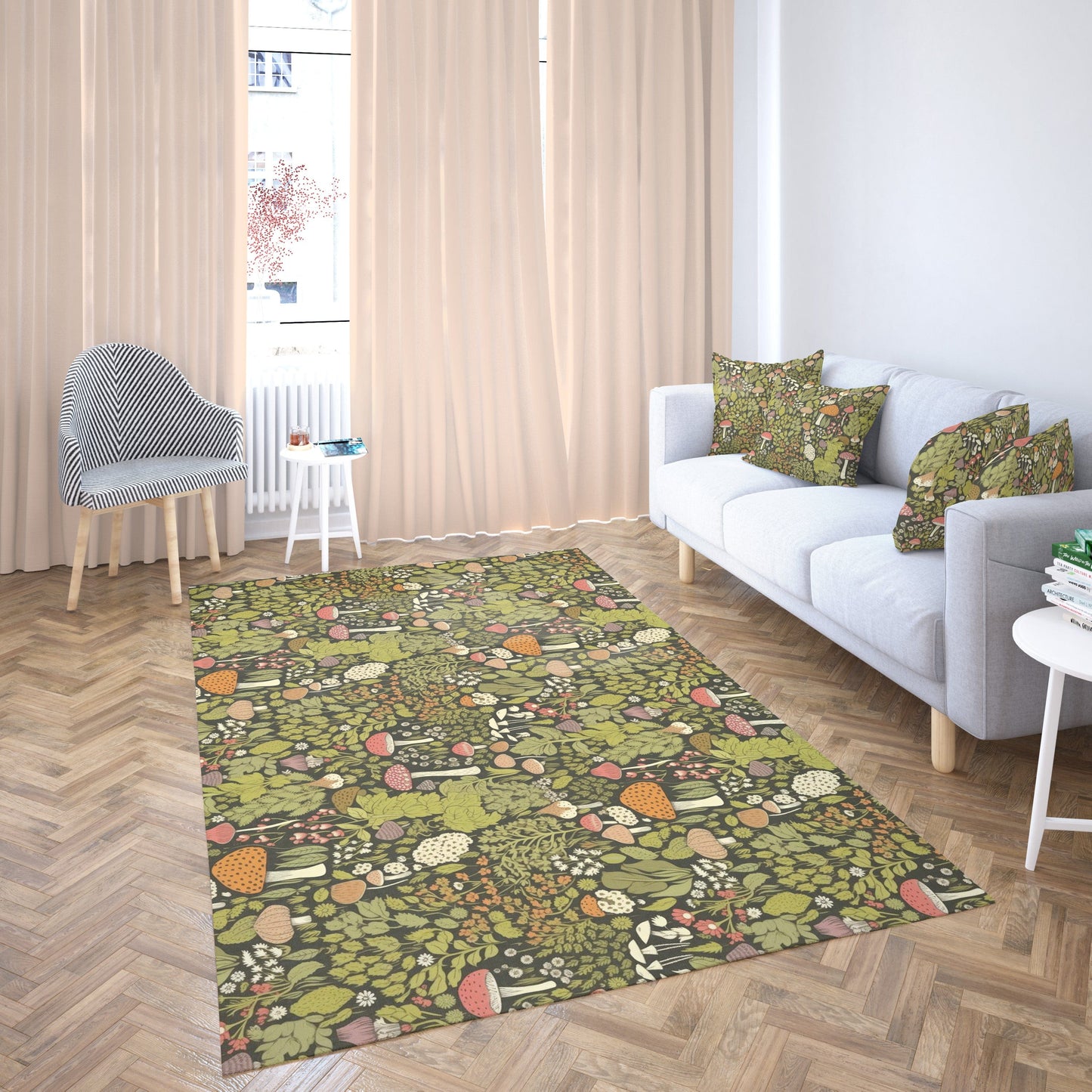 Green Cottagecore Mushroom Rug