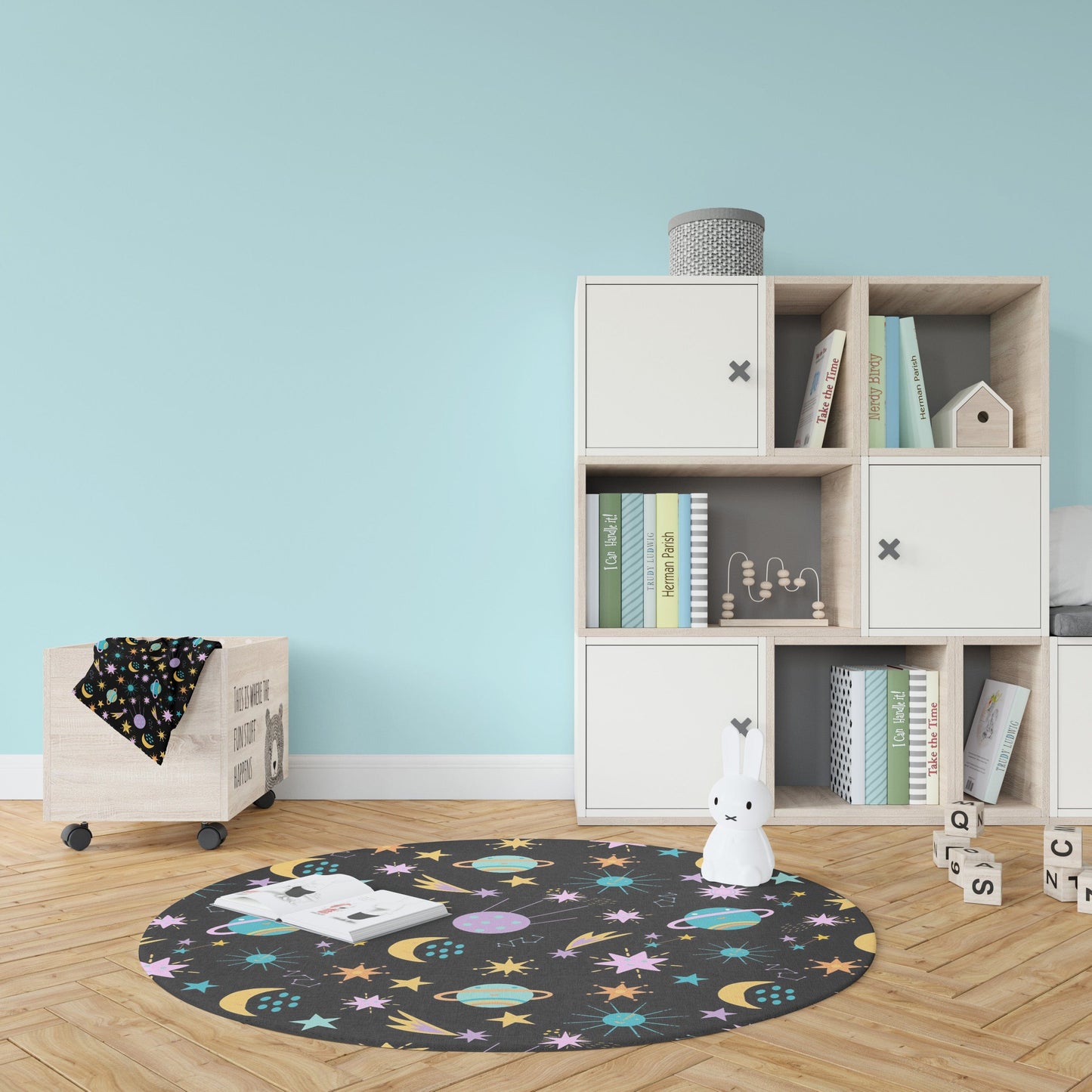 Cute Space Playroom Rug