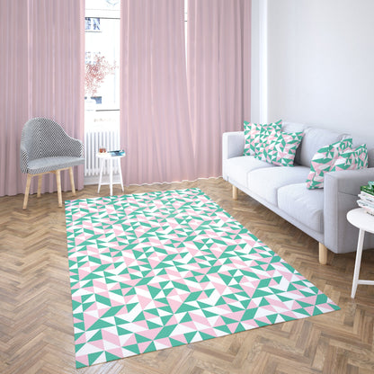 Green and Pink Geometric Rug