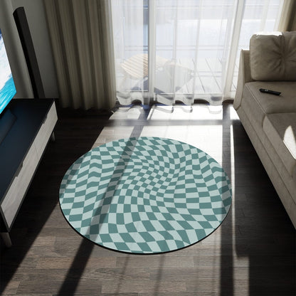 Groovy Blue Checkered Rug