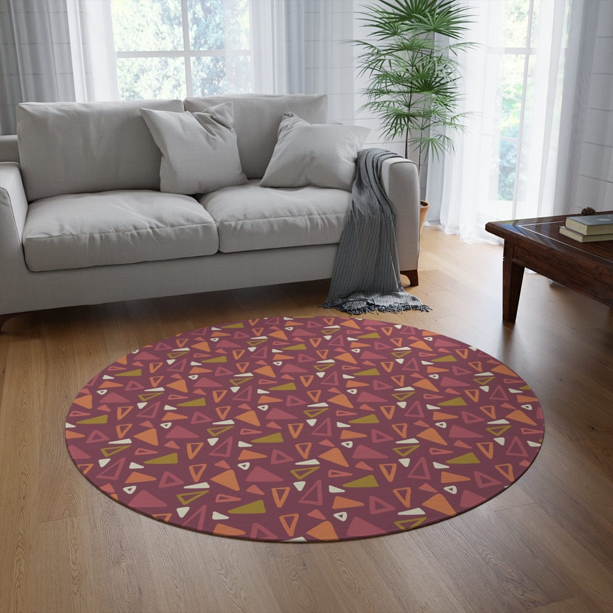 Maroon Geometric Rug