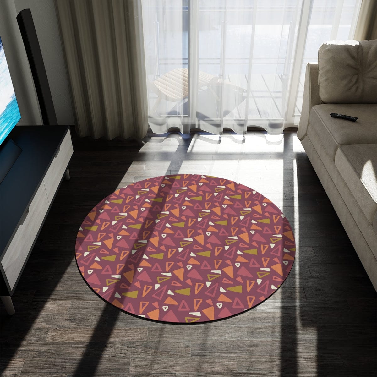 Maroon Geometric Rug