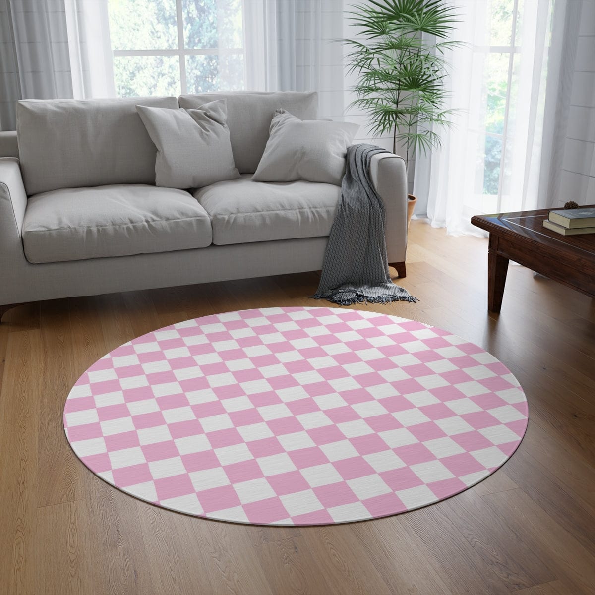 Pink Checkered Rug