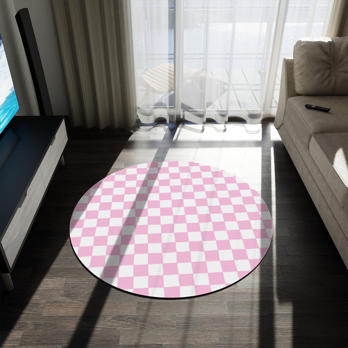 Pink Checkered Rug