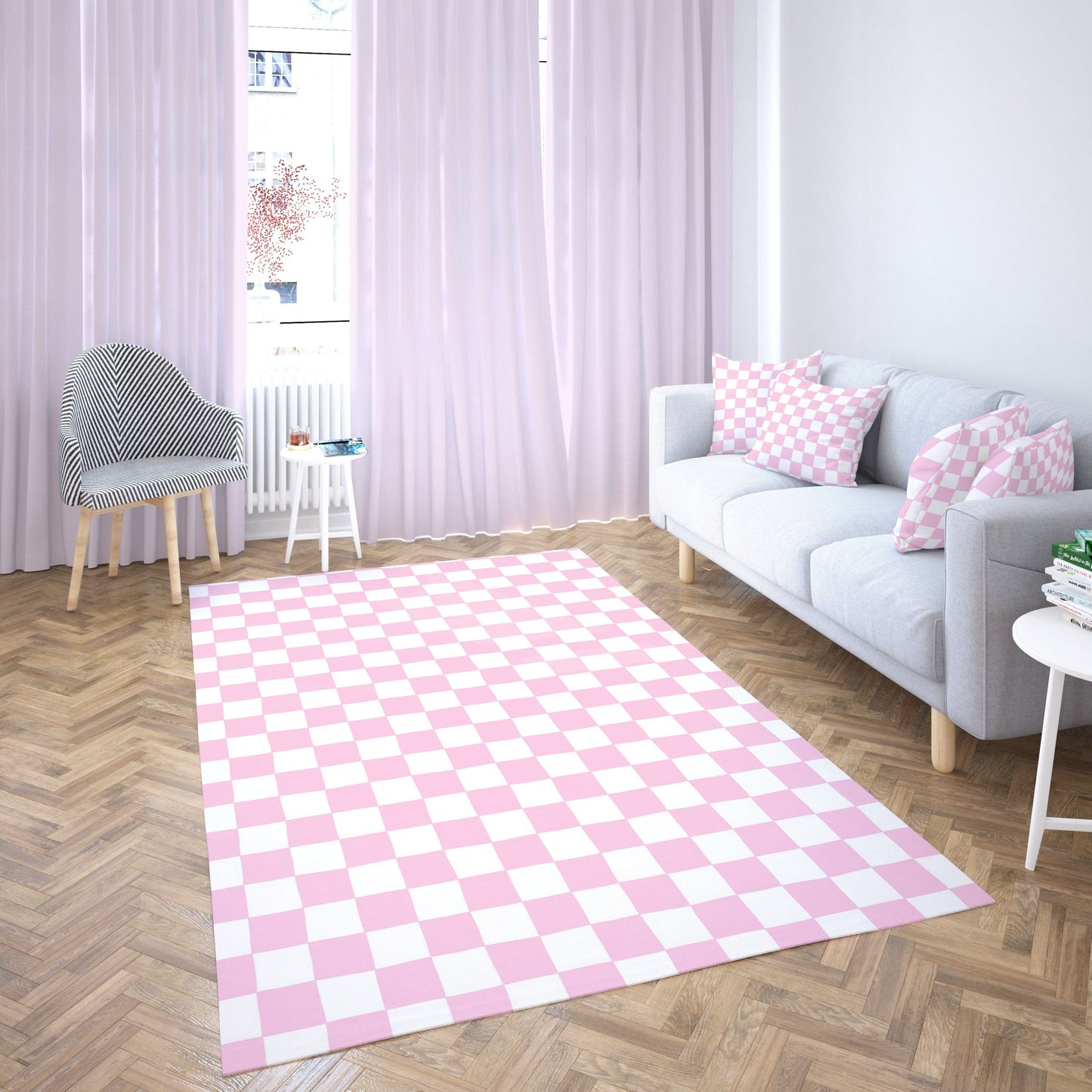 Pink Checkered Rug