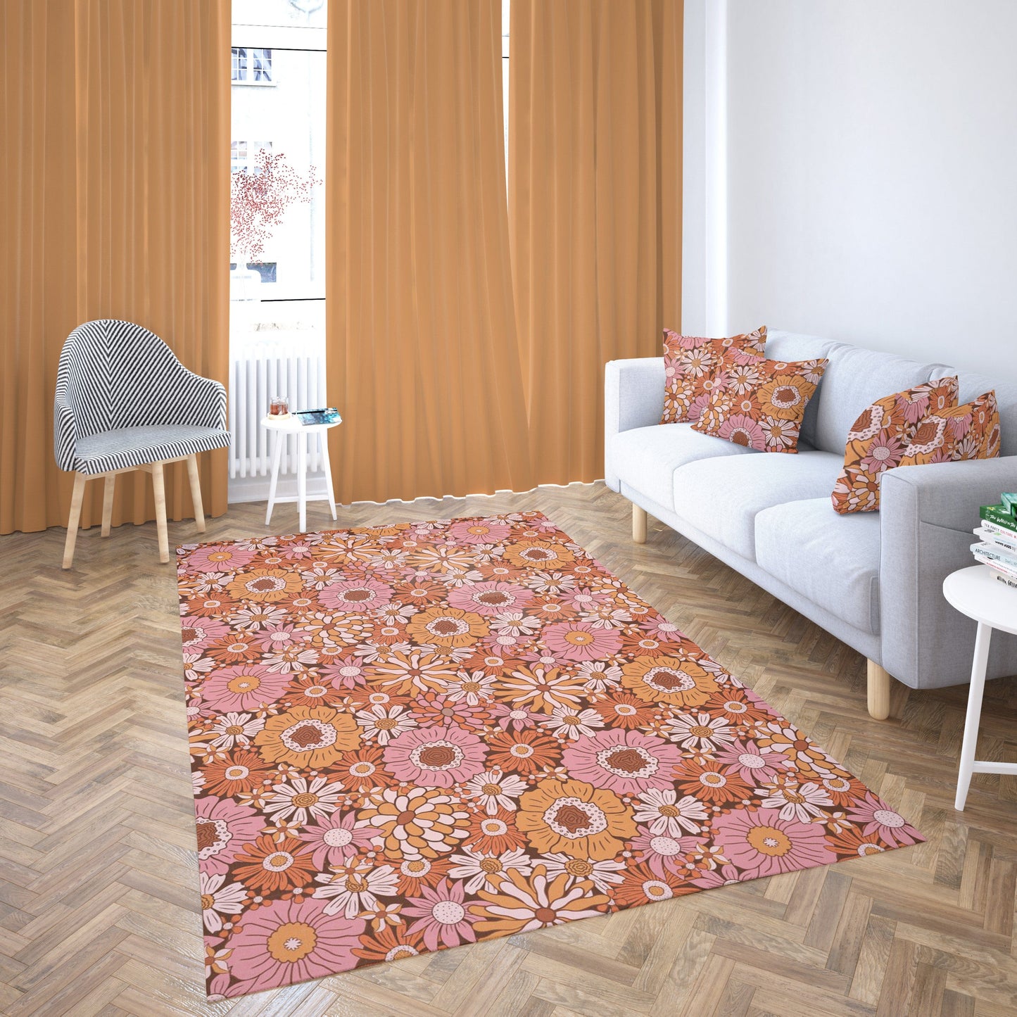 Pink Floral Groovy Rug