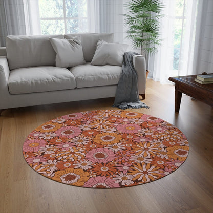 Pink Floral Groovy Rug