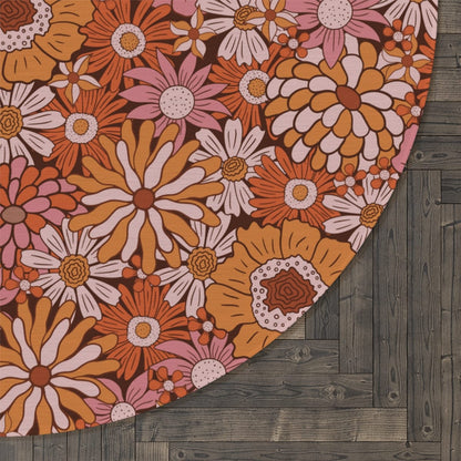 Pink Floral Groovy Rug