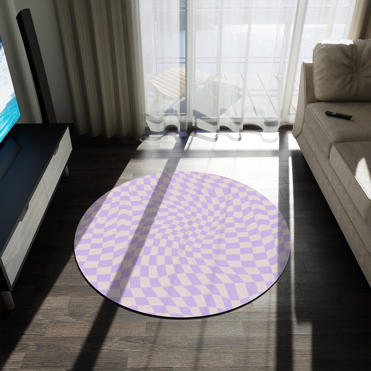 Groovy Purple Checkered Rug