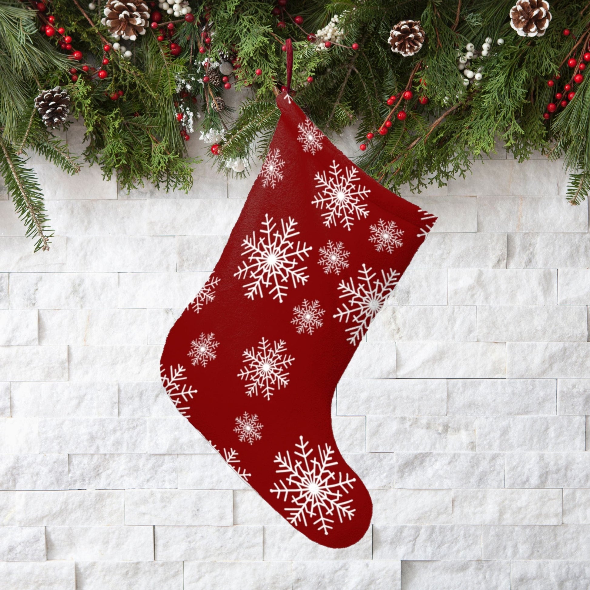 Red snowflake Christmas stocking