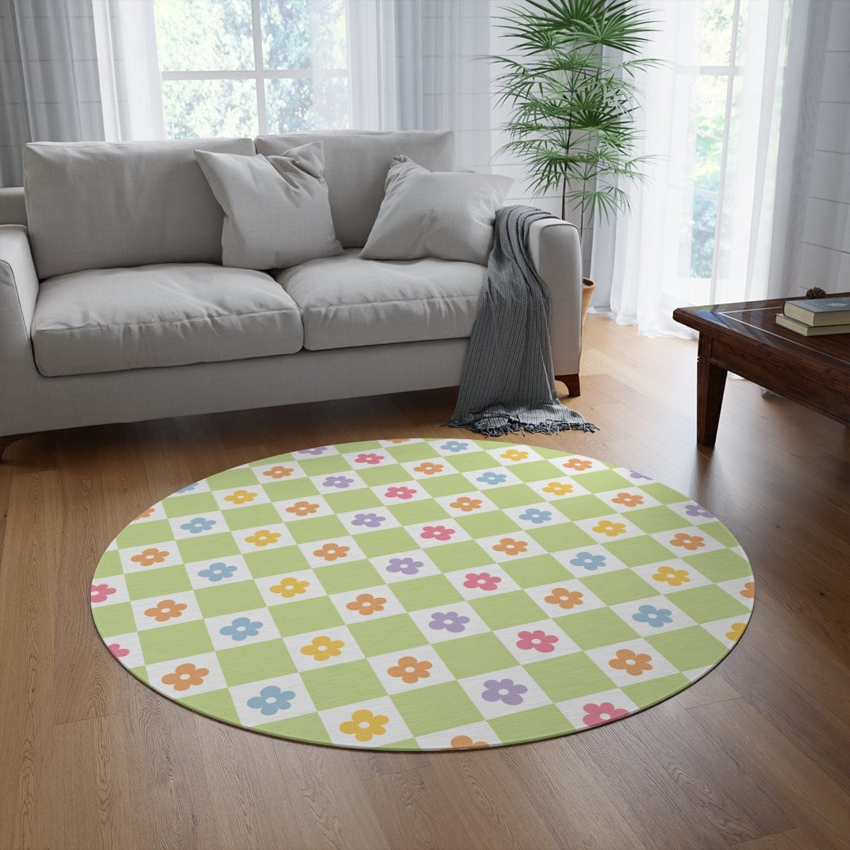 Colorful Retro Flower Rug