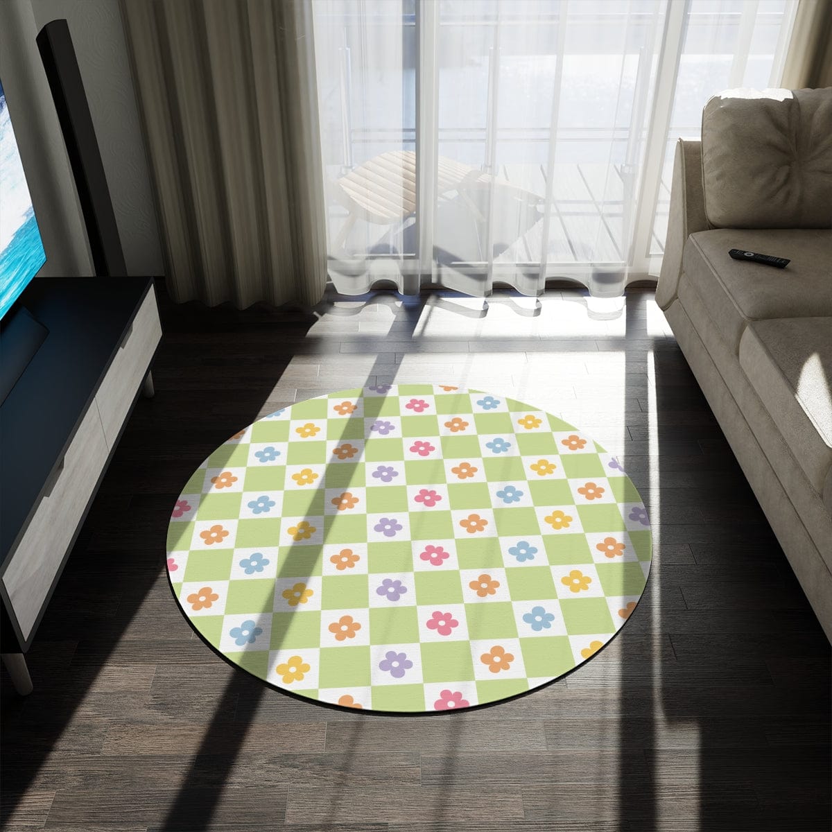 Colorful Retro Flower Rug