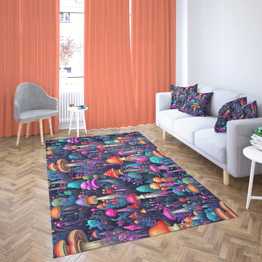 Colorful Trippy Mushroom Rug