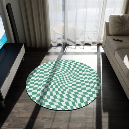 Retro Blue Checkered Rug