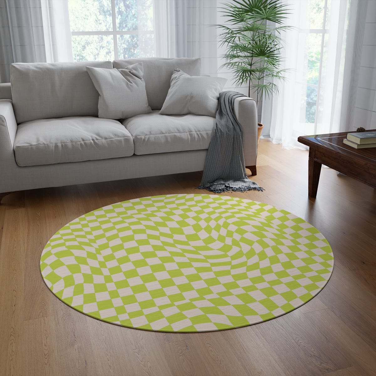 Groovy Green Checkered Rug