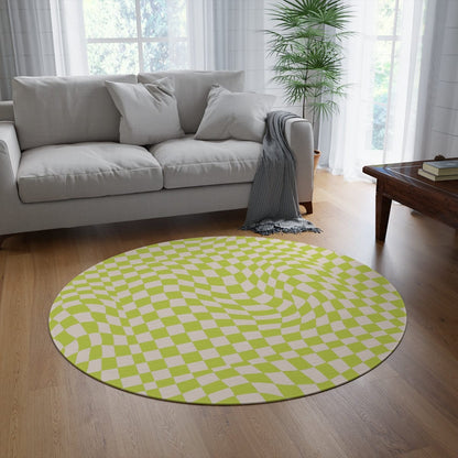 Groovy Green Checkered Rug