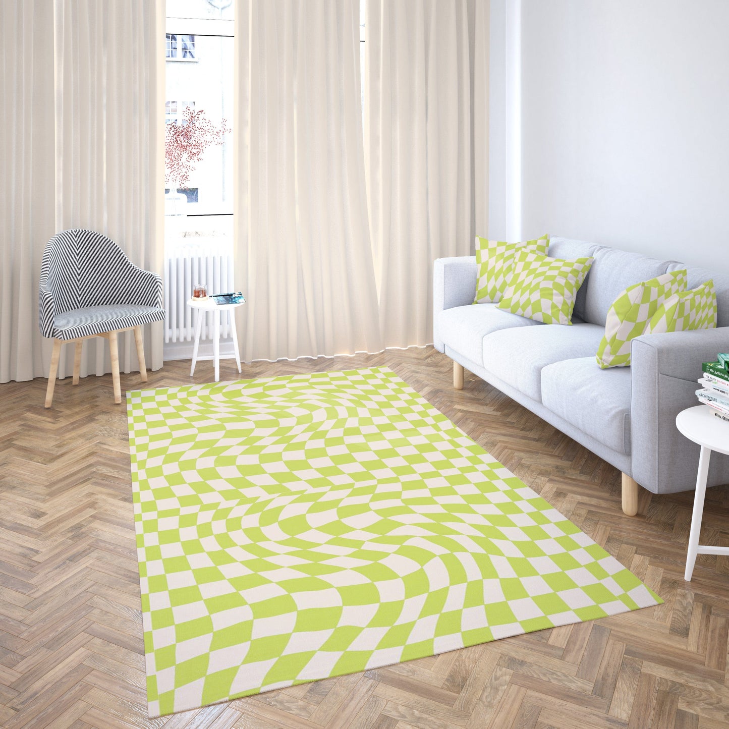 Groovy Green Checkered Rug