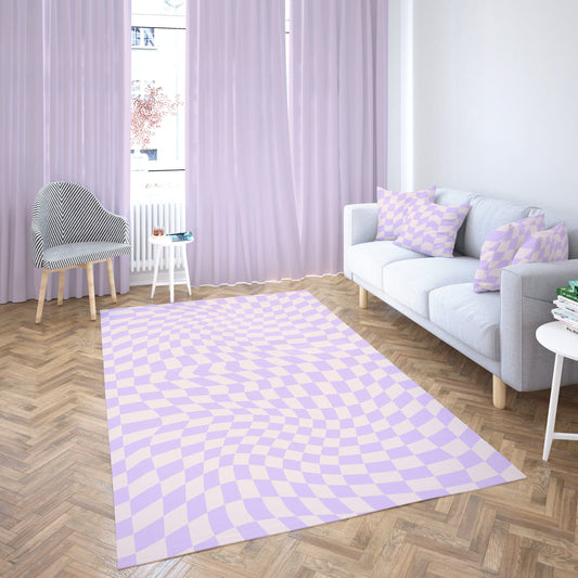 Groovy Purple Checkered Rug