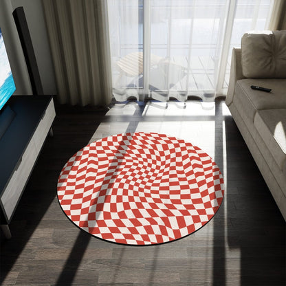 Groovy Red Checkered Rug