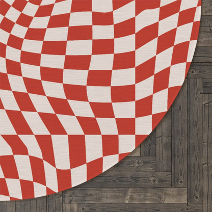 Groovy Red Checkered Rug