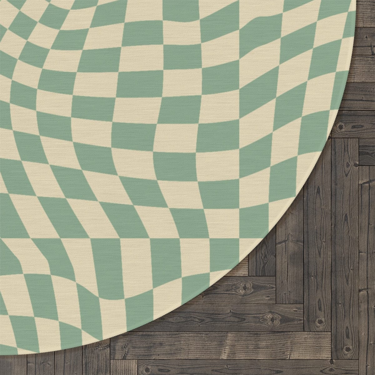 Groovy Teal Green Checkered Rug