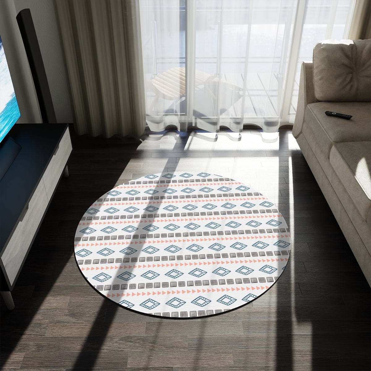 White Geometric Rug