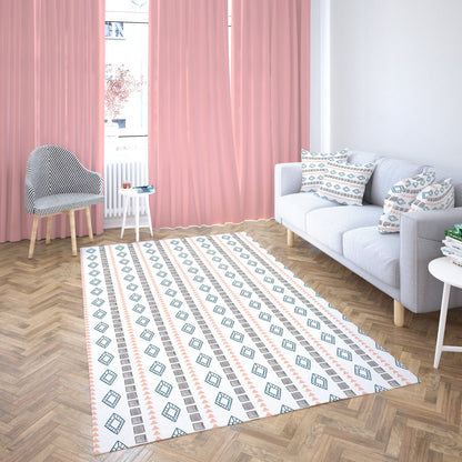 White Geometric Rug