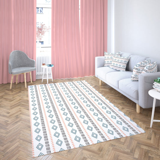 White Geometric Rug