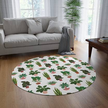 White Plant Rug