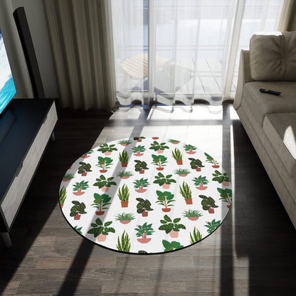 White Plant Rug