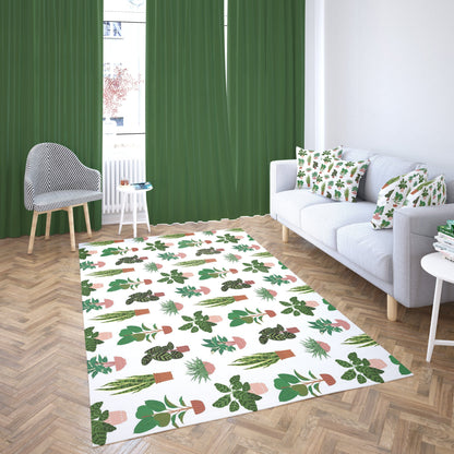 White Plant Rug